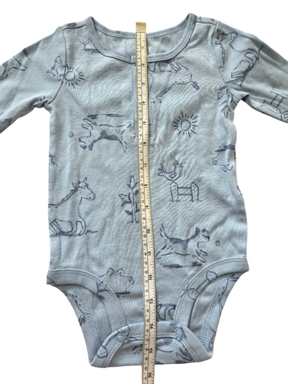Carter’s Baby Bodysuit 9M Blue Woodland Animal Long Sleeve Cozy NWT - Picture 6 of 7